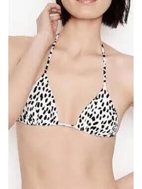 Victoria’s Secret Triangle Bikini Top Size Medium Black White Pattern